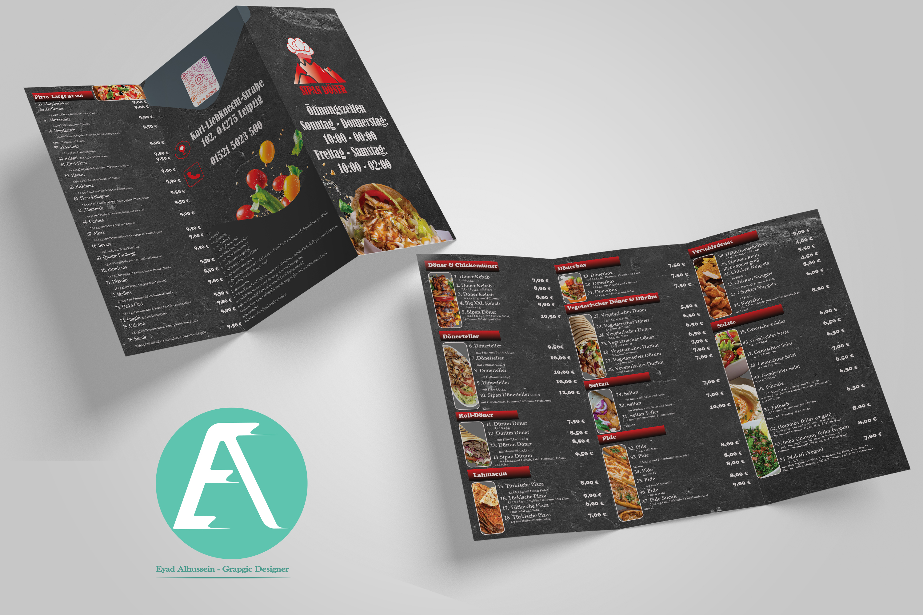 Custom rubber stamp brand mark design for Sipan Doner menu